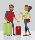 Couple traveling with baggage
