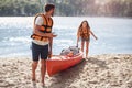 Couple travelling by kayak Royalty Free Stock Photo