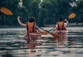 Couple travelling by kayak Royalty Free Stock Photo