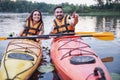 Couple travelling by kayak Royalty Free Stock Photo