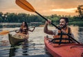 Couple travelling by kayak Royalty Free Stock Photo