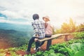 Couple travelling on mountain view
