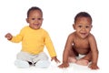 Couple of twins sitting on the floor Royalty Free Stock Photo