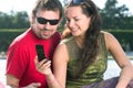 Couple typing text message