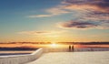 Couple under sunset sky in summer