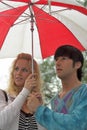 Couple under umbrella