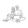 couple using computer vector Royalty Free Stock Photo