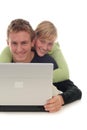 Couple using laptop computer Royalty Free Stock Photo