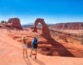 Couple on vacation hiking trip in Utah. Royalty Free Stock Photo