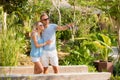 Couple on vacation in tropical resort Royalty Free Stock Photo