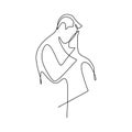 couple valentine with single continuous one line drawing vector illustration romantic creative minimalist concept