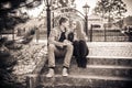 Couple in vintage park