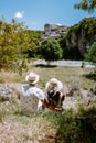 Couple visit Ardeche France, view of the village of Balazuc in Ardeche. France Royalty Free Stock Photo