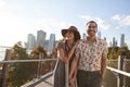 Couple Visiting New York With Manhattan Skyline In Background Royalty Free Stock Photo