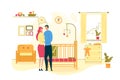 Couple Waiting for Baby Birth Flat Vector Concept Royalty Free Stock Photo