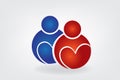 Couple waiting a baby love heart logo icon vector