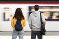 Couple waiting the train Royalty Free Stock Photo