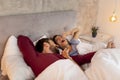 Couple waking up in the morning Royalty Free Stock Photo