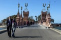 A couple walk together in Alexandria in Egypt.