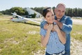 couple walking on aerodrome