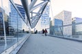 Couple walking on Akrobaten pedestrian bridge in Oslo, Norway Royalty Free Stock Photo