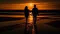 A couple walking on the beach, enjoying the sunset together generated by AI Royalty Free Stock Photo