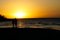 Couple walking on the beach at sunset Royalty Free Stock Photo