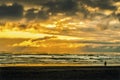 Walking Colorful Sunset Ocean Canon Beach Oregon Royalty Free Stock Photo