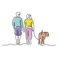 Couple walking with a dog vector illustration Royalty Free Stock Photo