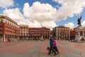 Couple walking on Main Square of Valladolid Spain Royalty Free Stock Photo