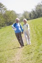 Couple walking on path in park holding hands Royalty Free Stock Photo