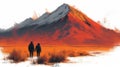 A Couple Walking in Piedras Rojas Red Rocks, Atacama Desert, Chile AI Generated