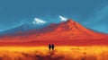 A Couple Walking in Piedras Rojas Red Rocks Desert in Atacama, Chile AI Generated