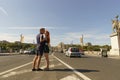 Couple walking on streets of Paris Royalty Free Stock Photo