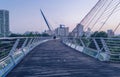 Couple walking at Suetang Bridge at dusk time