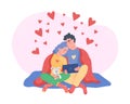Couple watching movie 2D vector isolated illustration