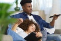 couple watching tv home relax togetherness Royalty Free Stock Photo