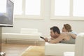 Couple Watching TV At Home Royalty Free Stock Photo