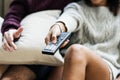 Couple watching a tv show together Royalty Free Stock Photo