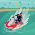 Couple on a water scooter