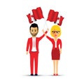 Couple waving canadian flags