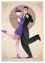 Couple wearing clothes in the style of the twenties dancing Charleston