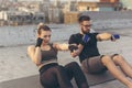 Couple doing punch crunches