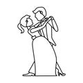 couple wedding dancing outline