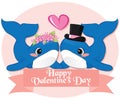 Couple Whale For Valentine Day Greeting Card