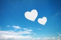 couple white heart shaped clouds on blue sky