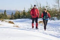 Couple on winter hiking in mountains Royalty Free Stock Photo