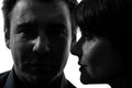 Couple woman man close up portrait silhouette