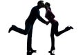 Couple woman man lovers kissing silhouette