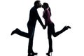 Couple woman man lovers kissing silhouette